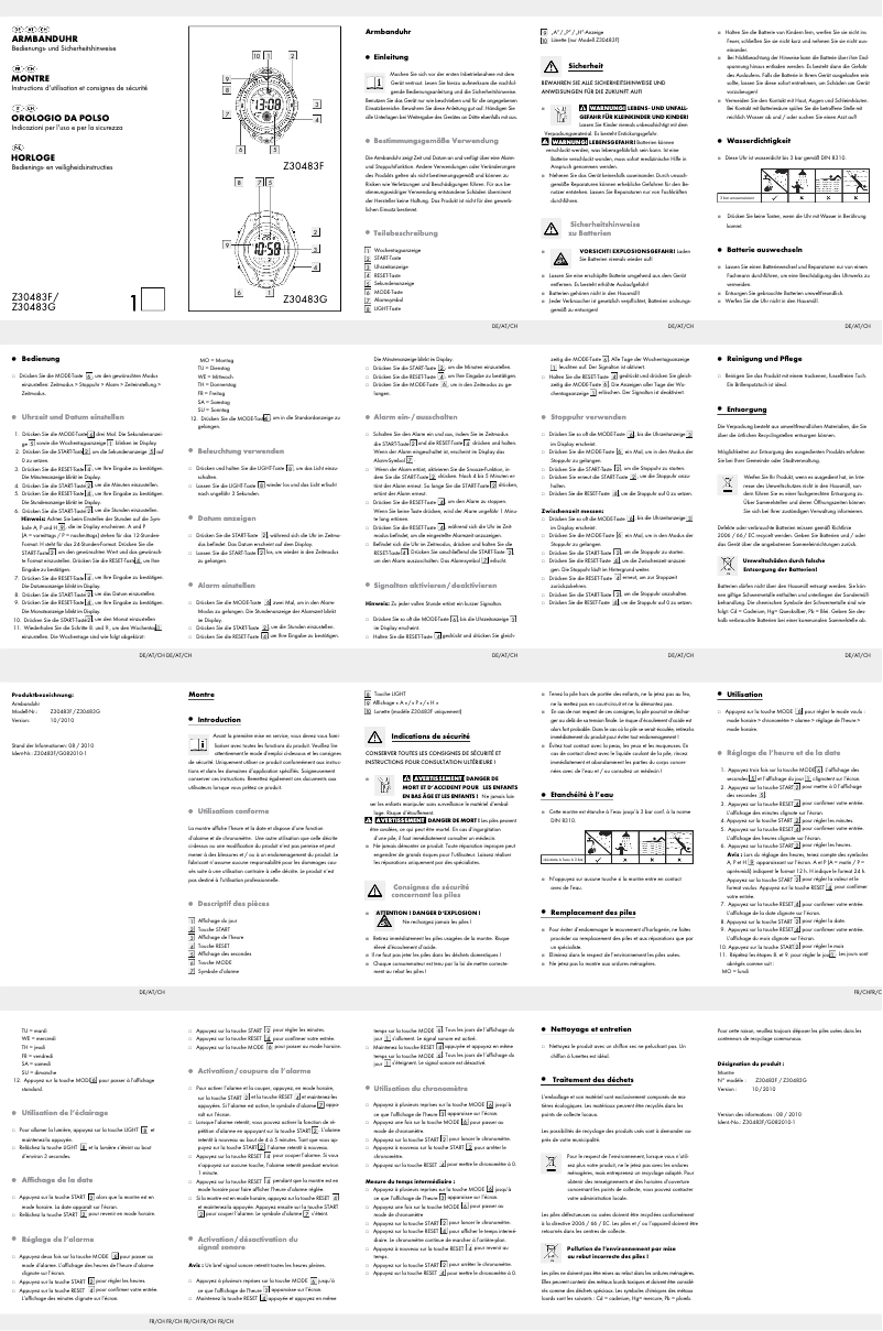Page 1 de la notice Manuel utilisateur Auriol Z30483G