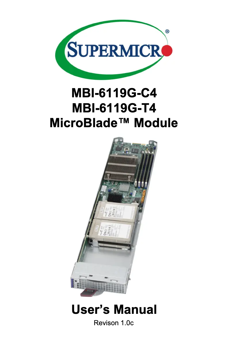 Page 1 de la notice Manuel utilisateur Supermicro MicroBlade MBI-6119G-T4