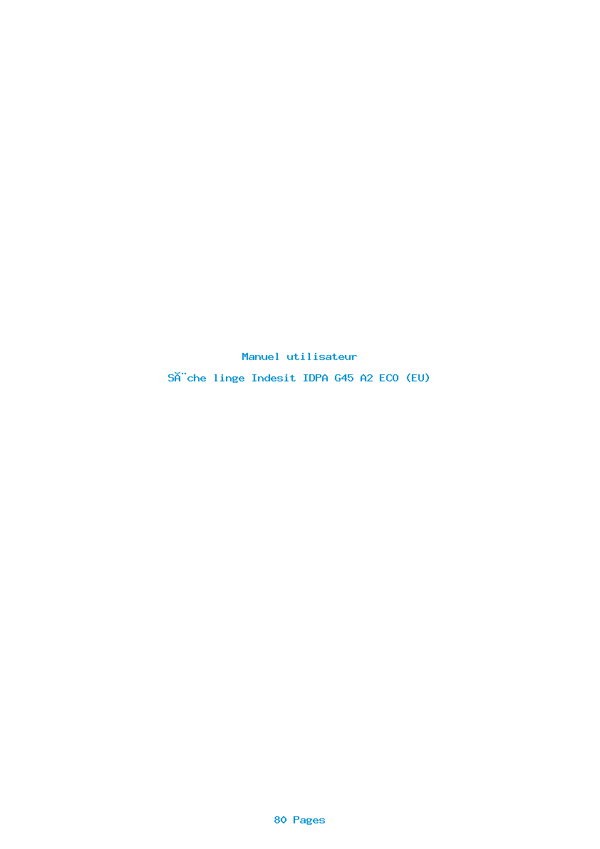 Page 1 de la notice Manuel utilisateur Indesit IDPA G45 A2 ECO (EU)