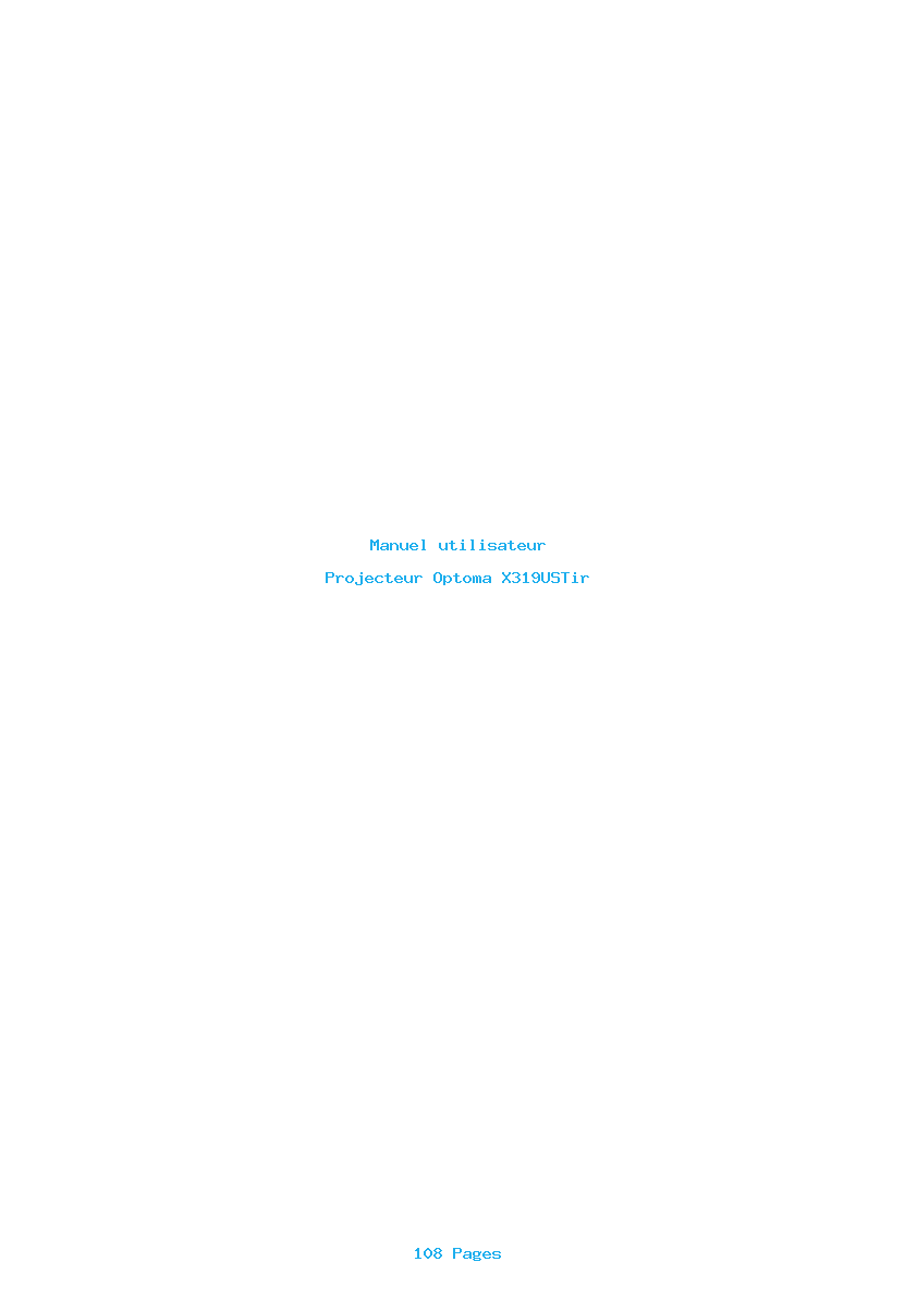 Page 1 de la notice Manuel utilisateur Optoma X319USTir