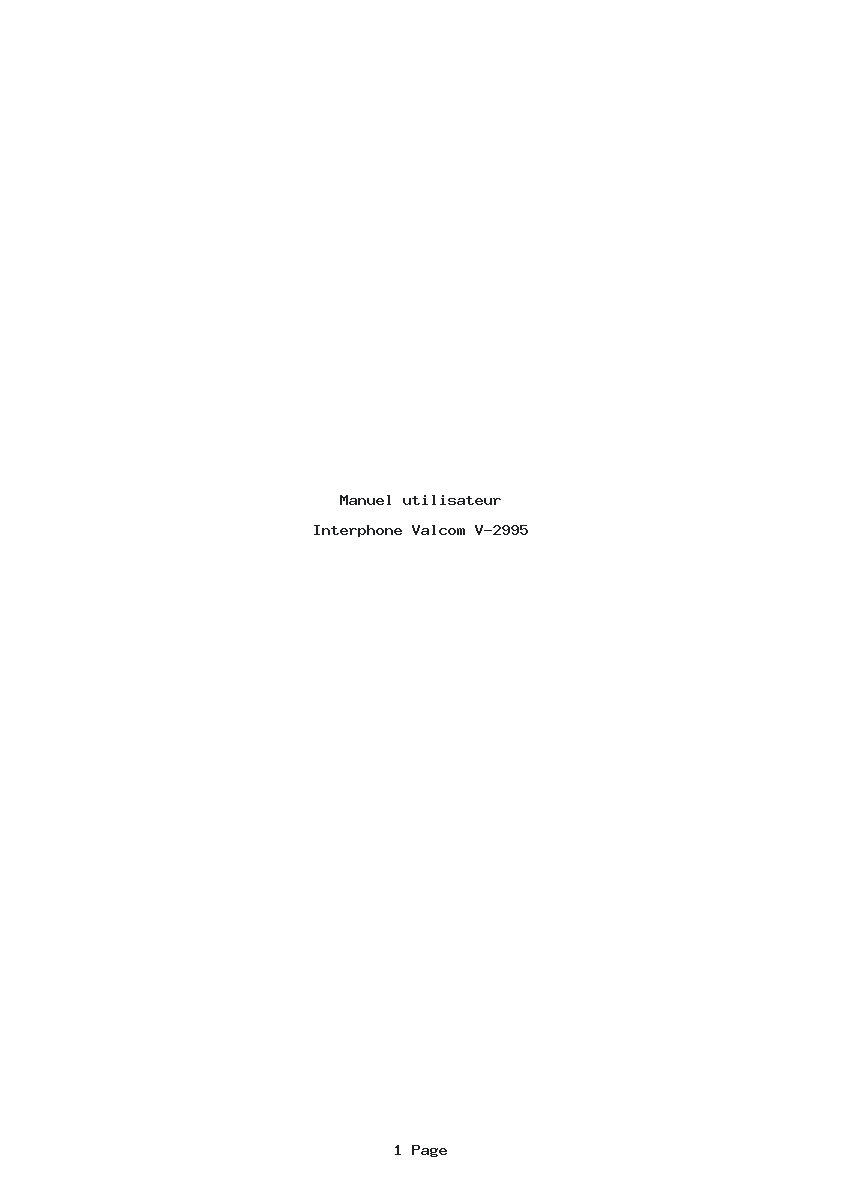 Page 1 de la notice Manuel utilisateur Valcom V-2995