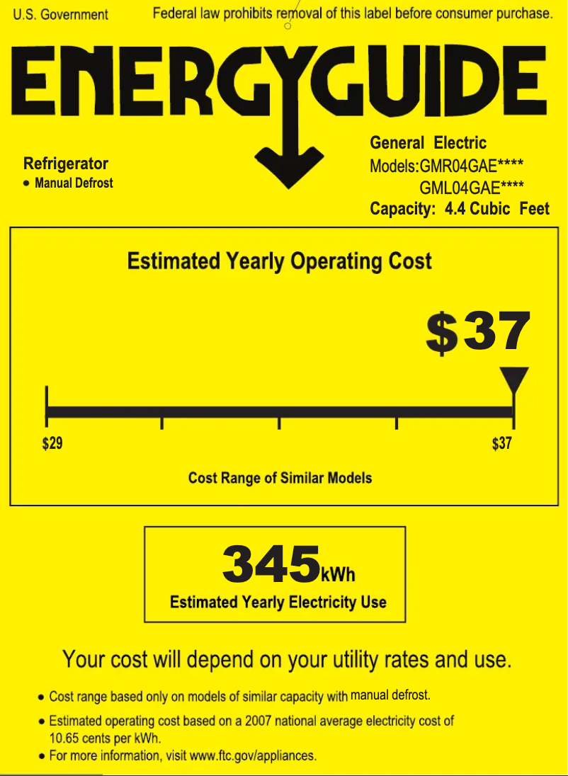 Page n°1 - Label énergétique GE GML04GAEBS