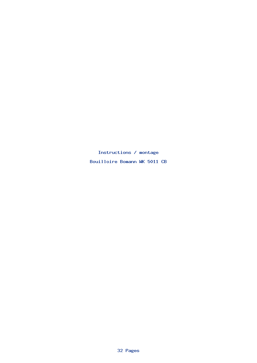 Page 1 de la notice Instructions / montage Bomann WK 5011 CB