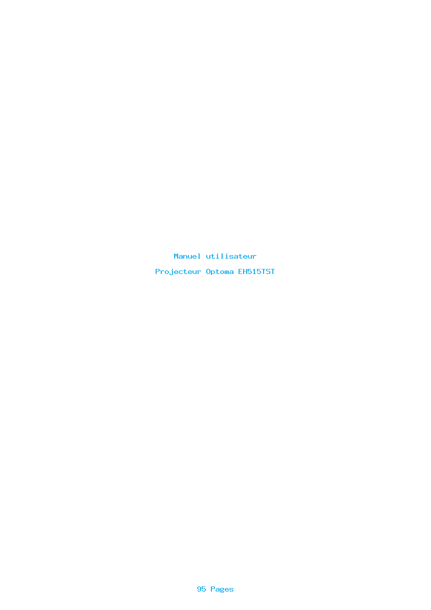 Page 1 de la notice Manuel utilisateur Optoma EH515TST