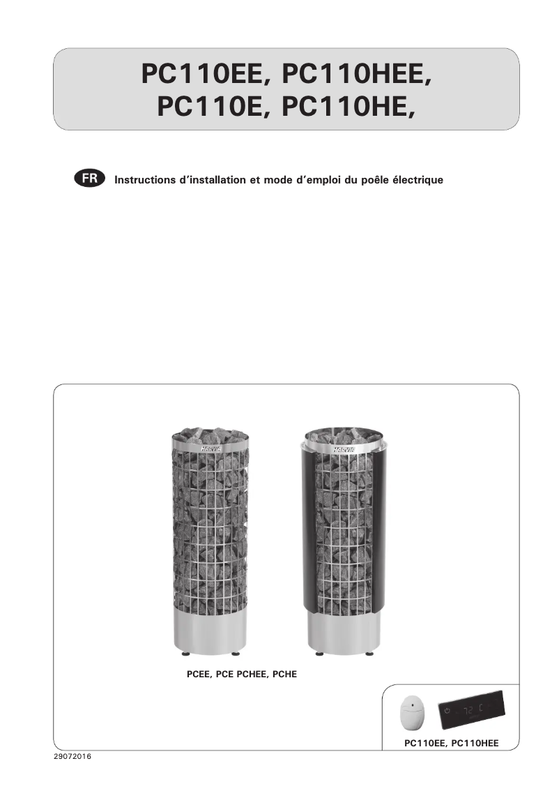 Page 1 de la notice Manuel utilisateur Harvia Cilindro PC110HE HPCE1104H