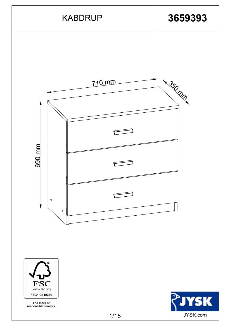 Page 1 de la notice Manuel utilisateur JYSK Kabdrup (71x69x35)