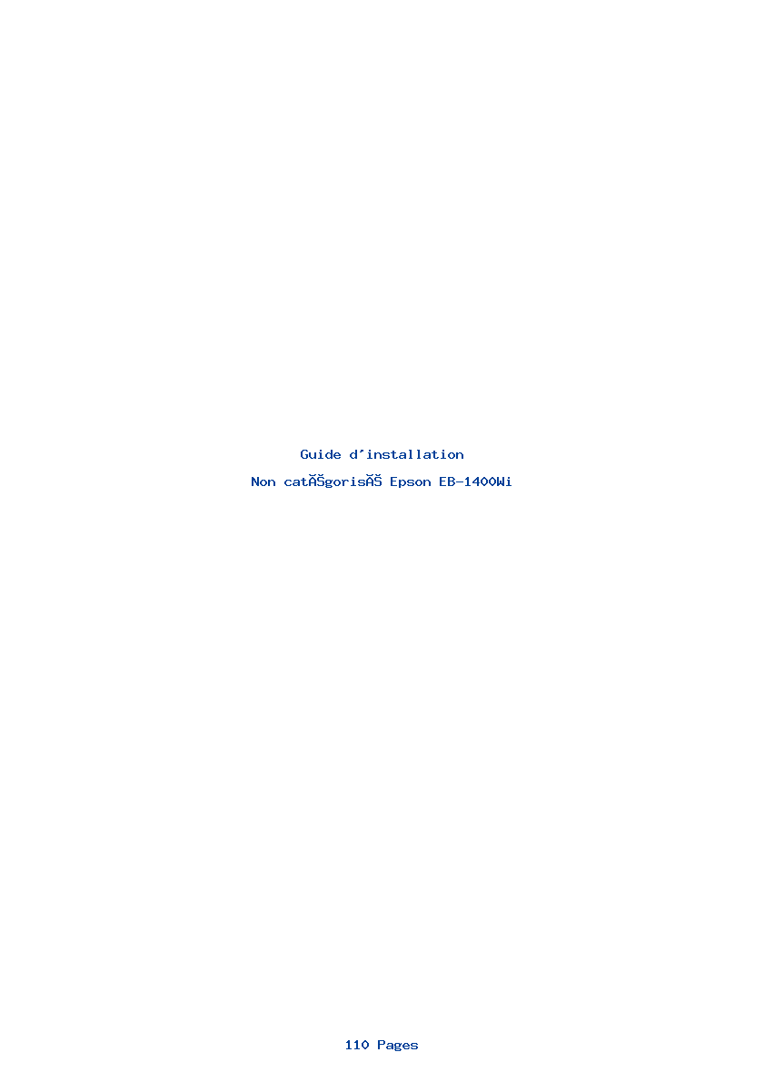 Page 1 de la notice Guide d'installation Epson EB-1400Wi