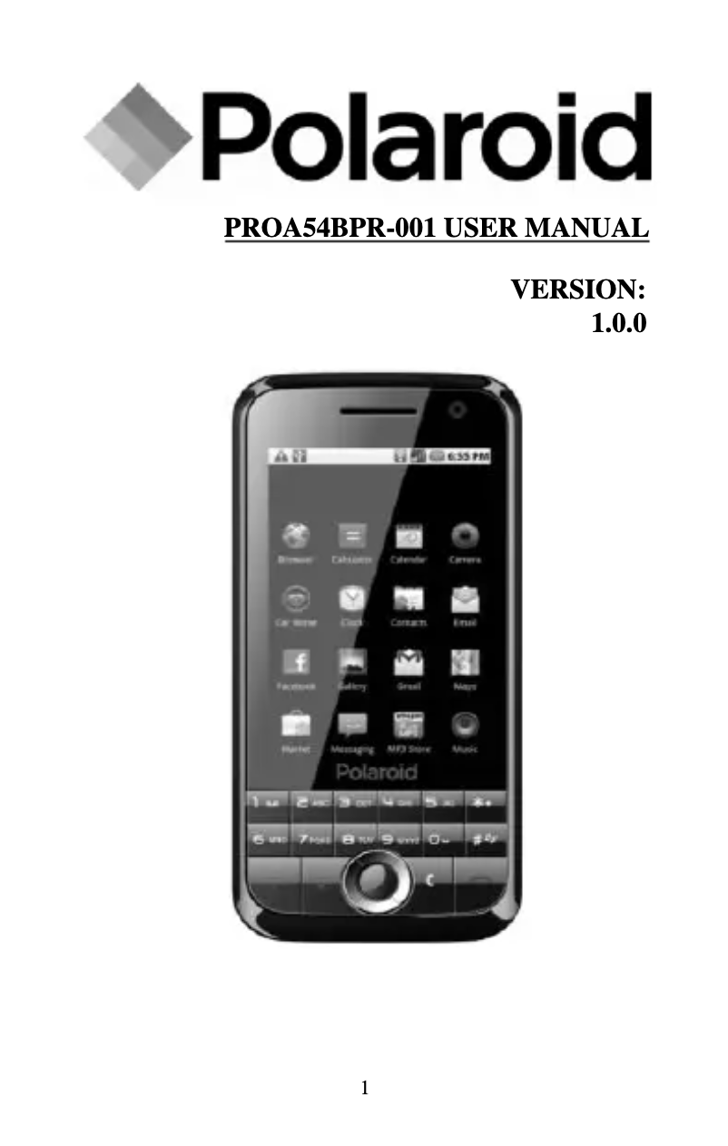 Página 1 del manual Manual de usuario Polaroid PROA54BPR-00