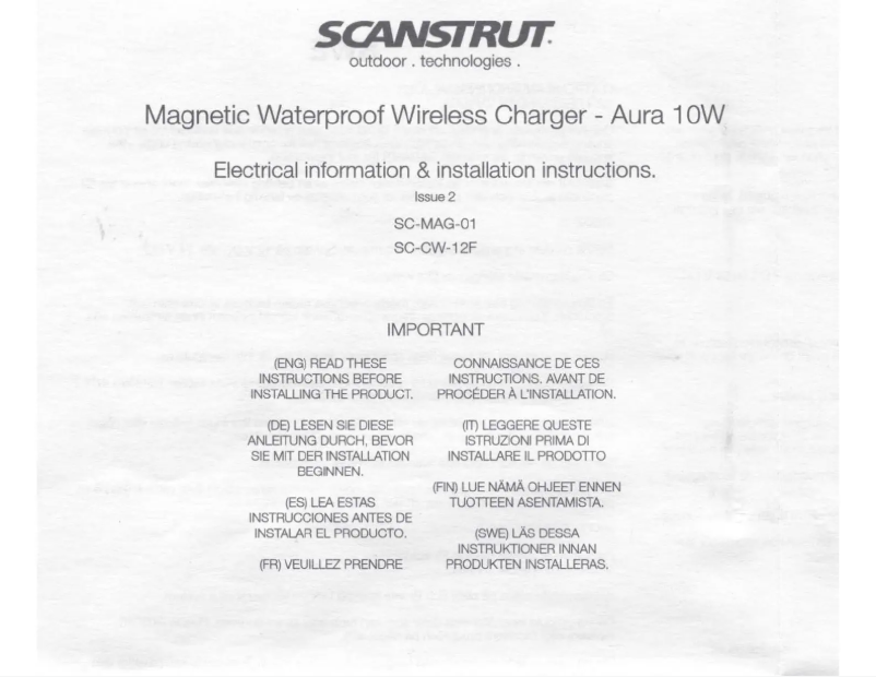 Page 1 de la notice Manuel utilisateur Scanstrut SC-CW-12F