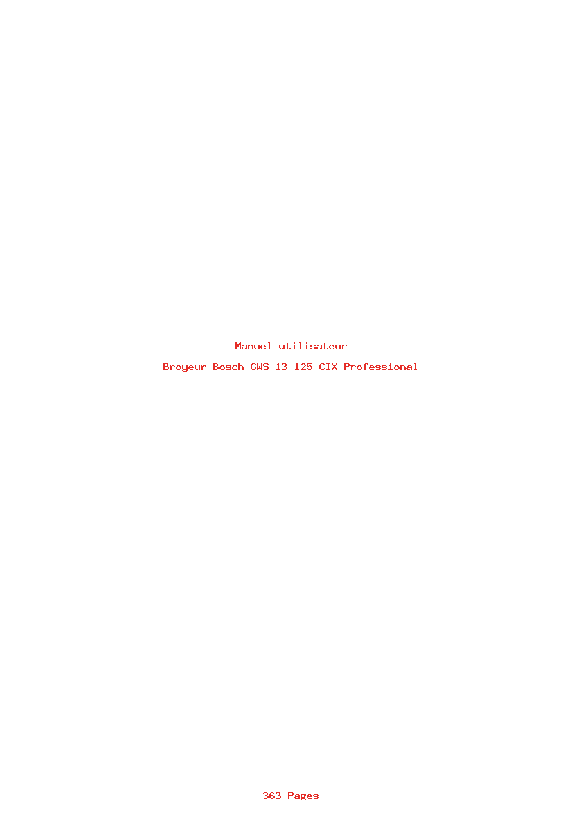 Page 1 de la notice Manuel utilisateur Bosch GWS 13-125 CIX Professional