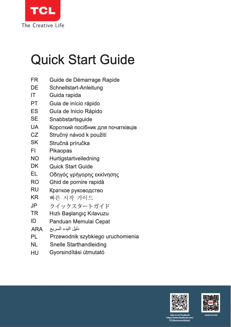 Page 1 de la notice Guide de démarrage rapide TCL 27R83U