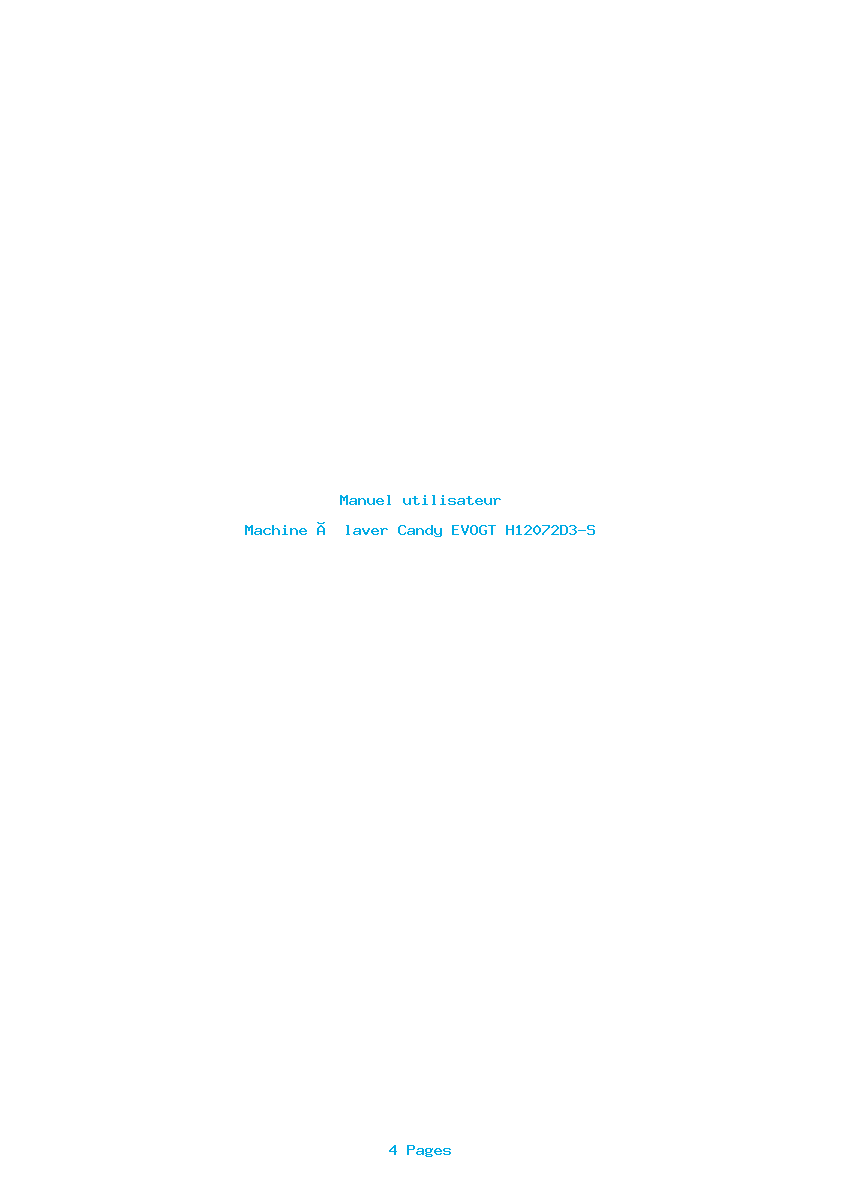 Page 1 de la notice Manuel utilisateur Candy EVOGT H12072D3-S