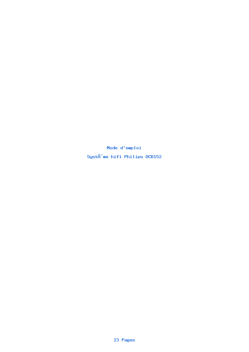 Page 1 de la notice Mode d'emploi Philips DCB152
