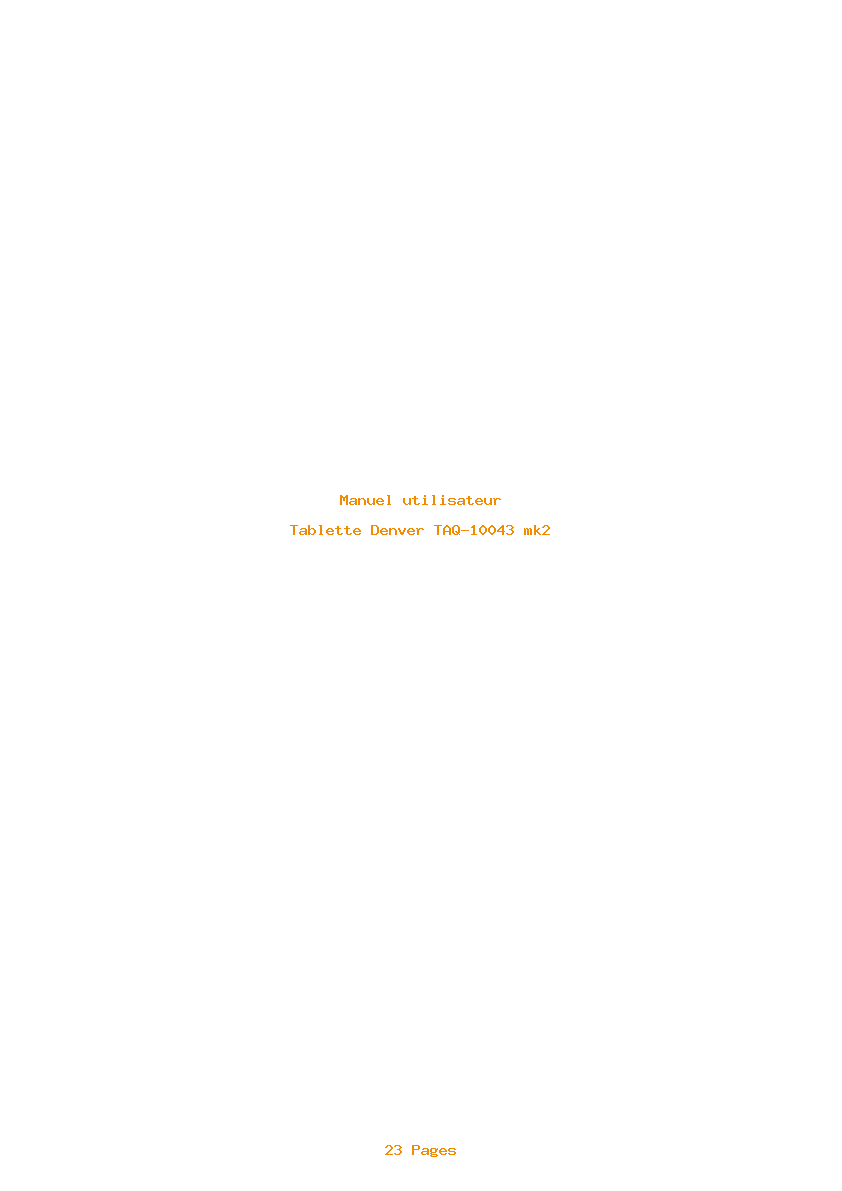 Page 1 de la notice Manuel utilisateur Denver TAQ-10043 mk2
