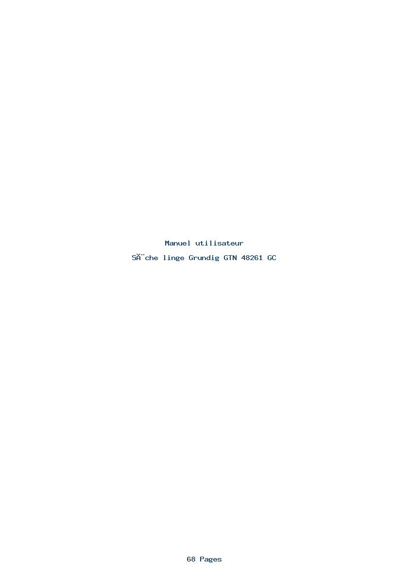 Page 1 de la notice Manuel utilisateur Grundig GTN 48261 GC