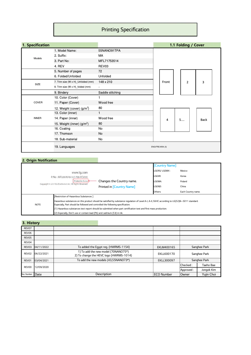 Page 1 de la notice Manuel utilisateur LG 70NANO75VPA