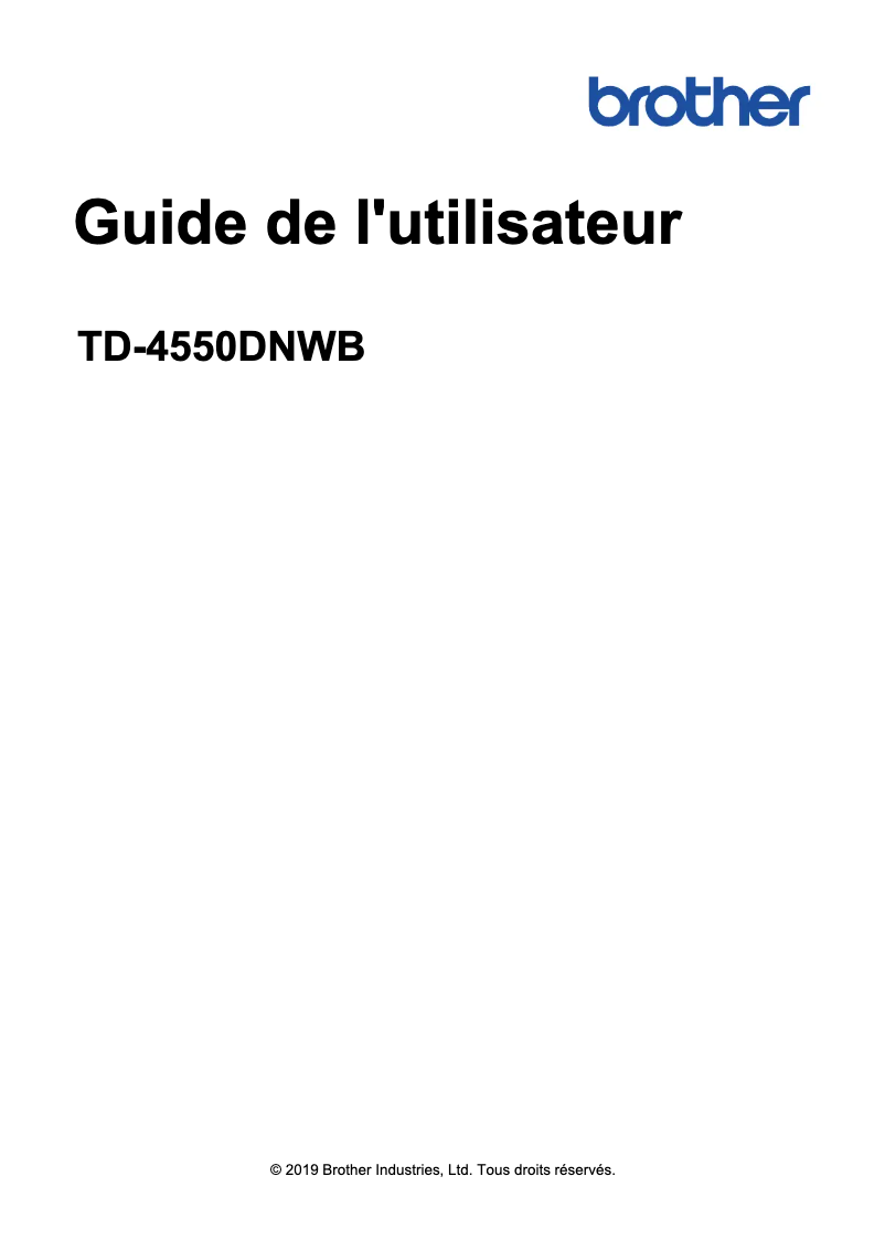 Page 1 de la notice Manuel utilisateur Brother TD-4550DNWB