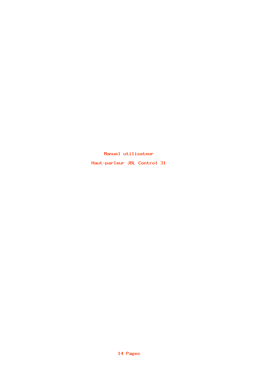 Page 1 de la notice Manuel utilisateur JBL Control 31