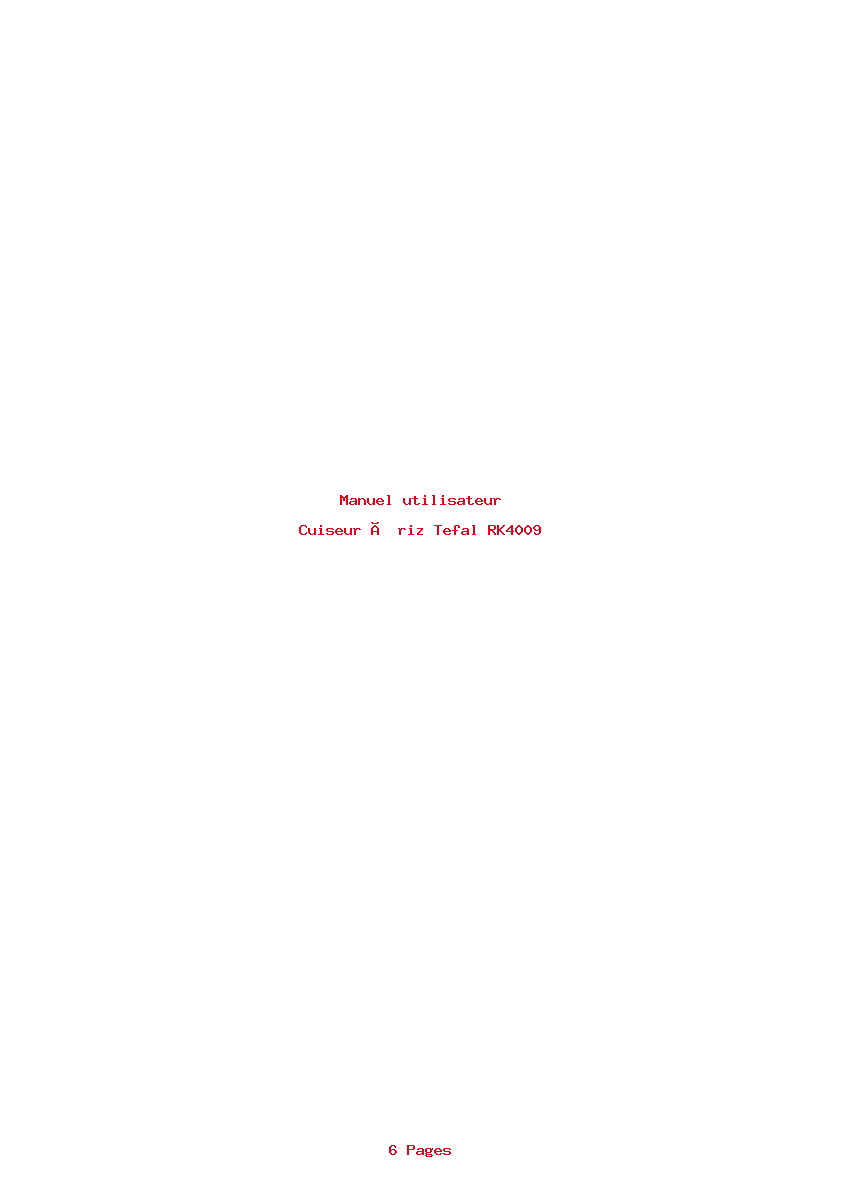 Page 1 de la notice Manuel utilisateur Tefal RK4009