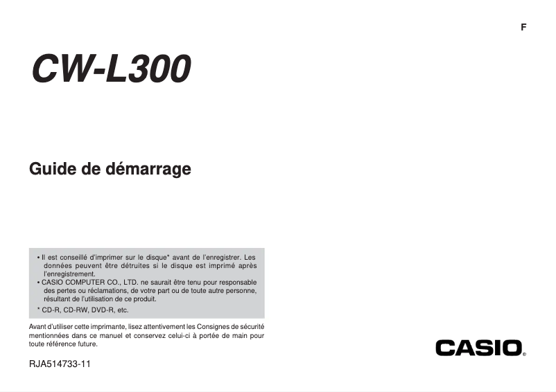 Page 1 de la notice Manuel utilisateur Casio CW-L300