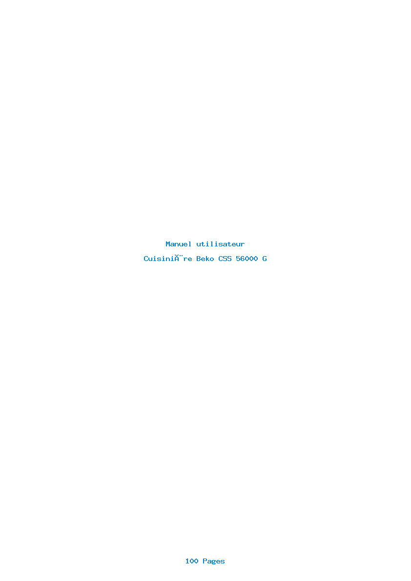 Page 1 de la notice Manuel utilisateur Beko CSS 56000 G