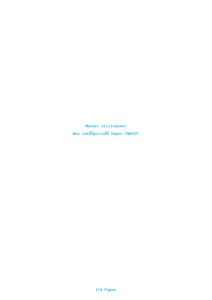 Page 1 de la notice Manuel utilisateur Hager FWQ31P