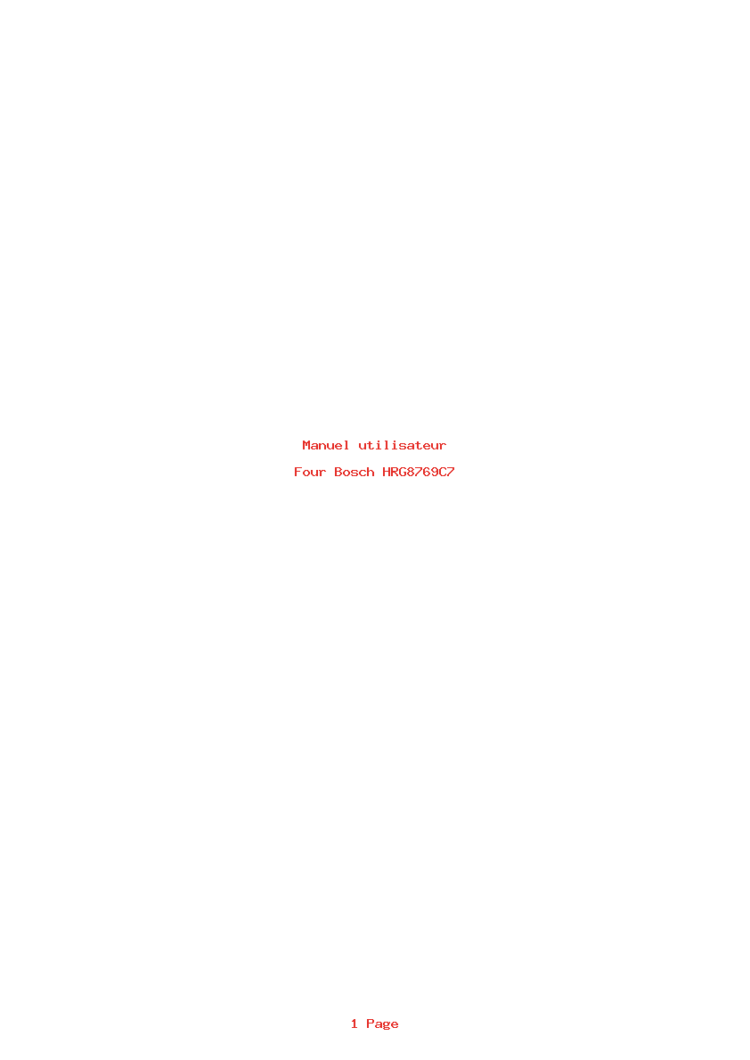 Page 1 de la notice Manuel utilisateur Bosch HRG8769C7