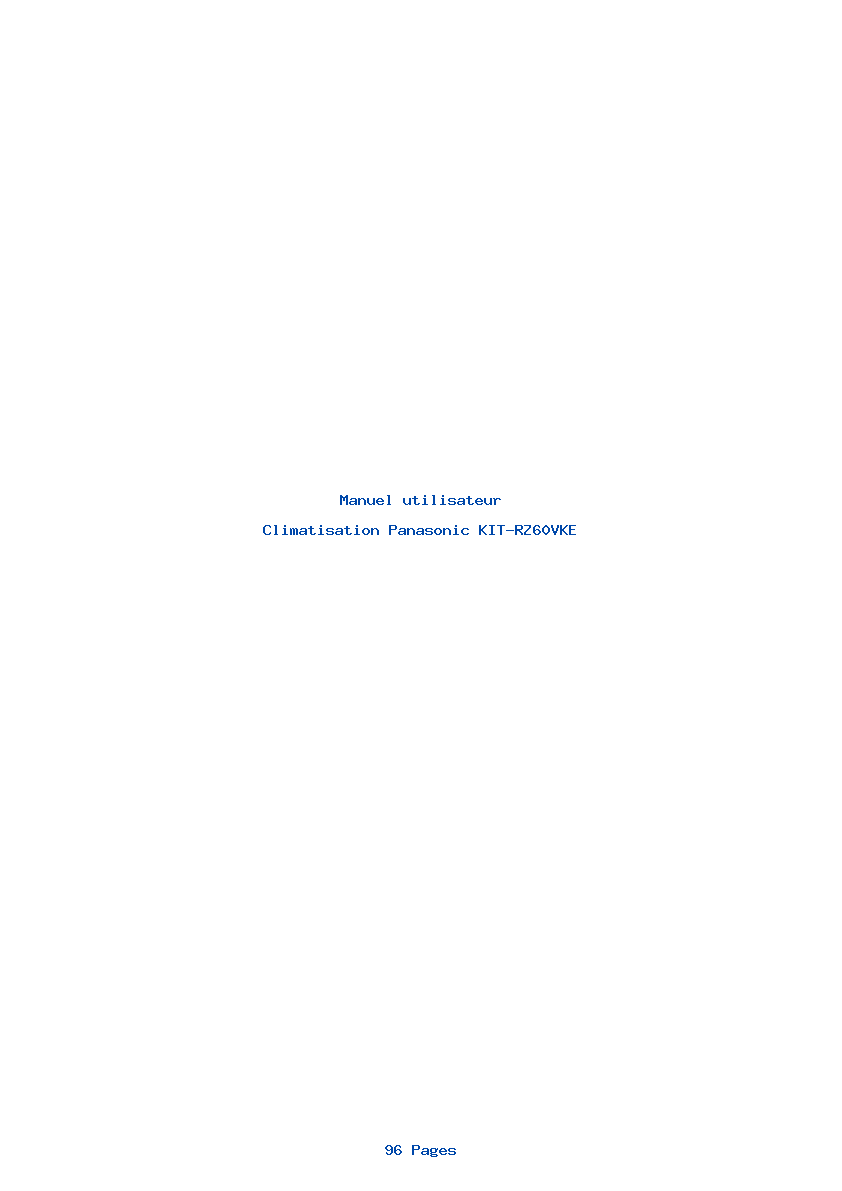 Page 1 de la notice Manuel utilisateur Panasonic KIT-RZ60VKE