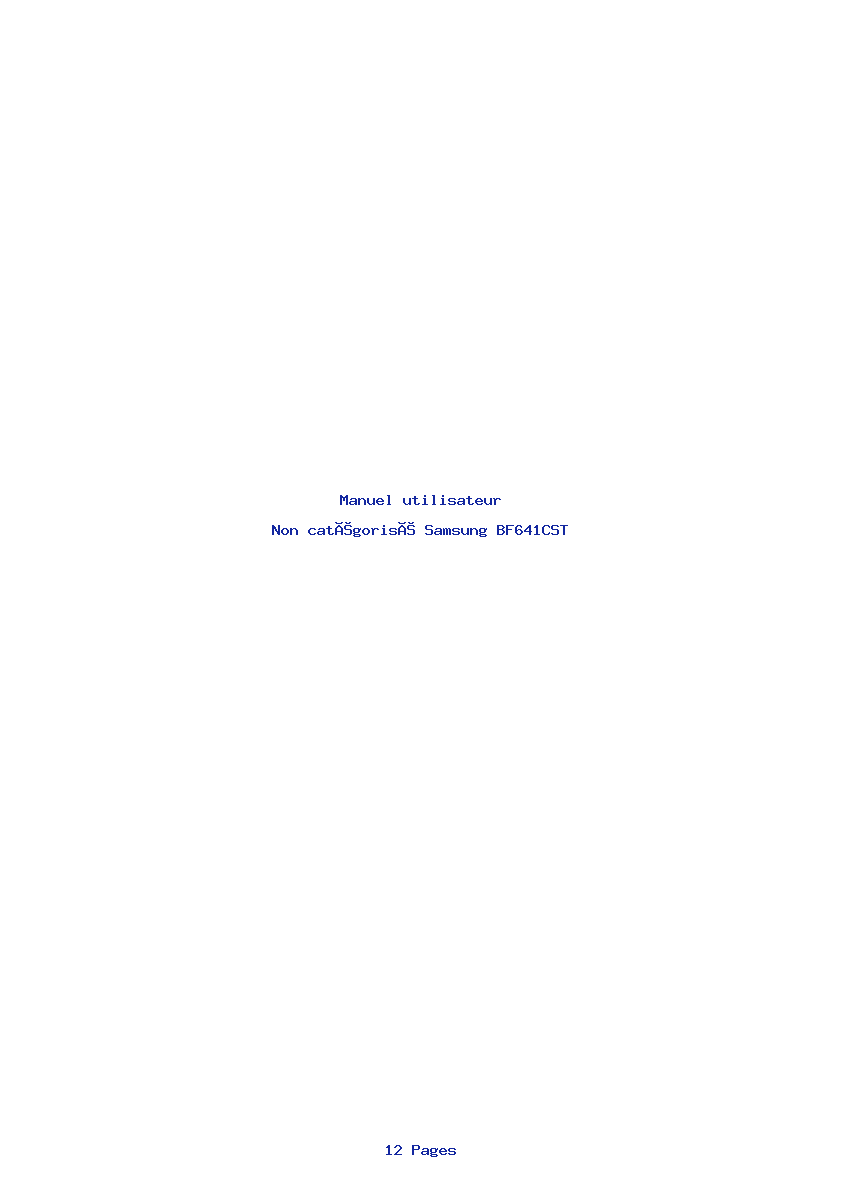 Page 1 de la notice Manuel utilisateur Samsung BF641CST