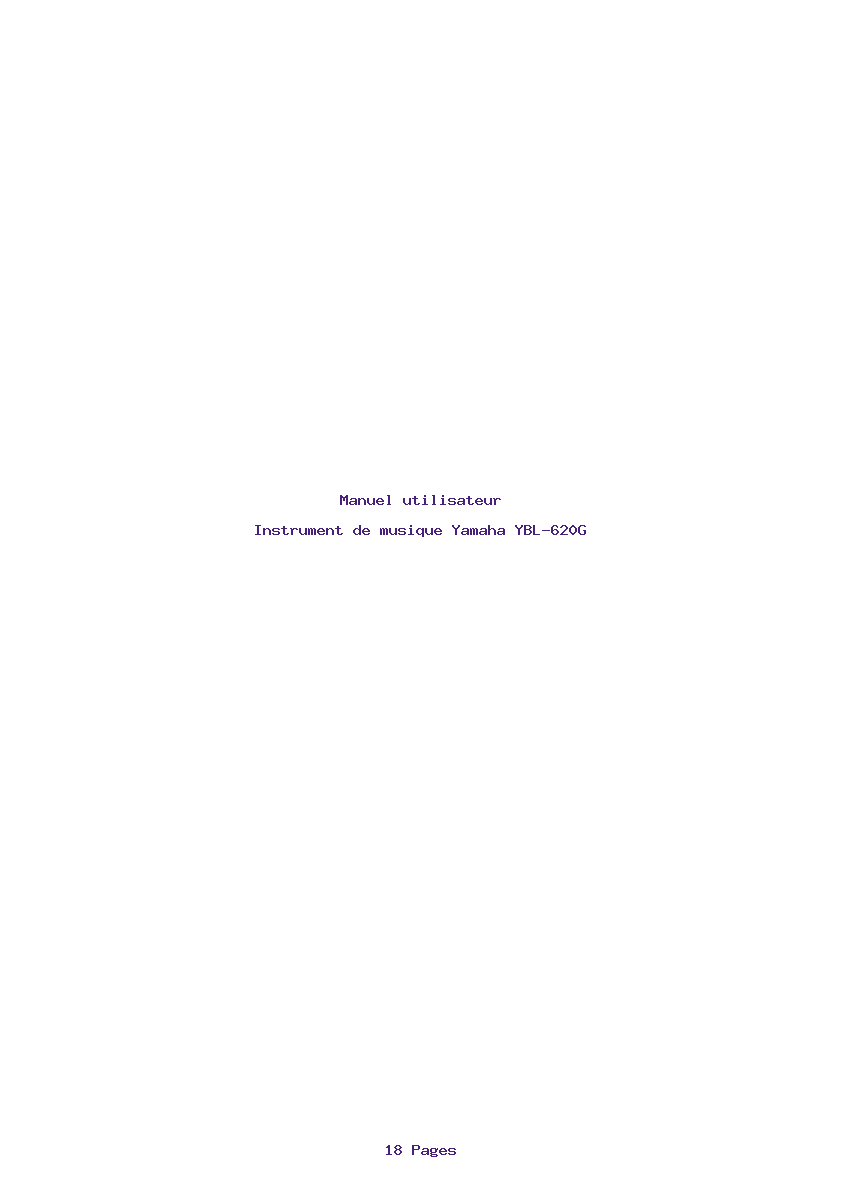 Page 1 de la notice Manuel utilisateur Yamaha YBL-620G