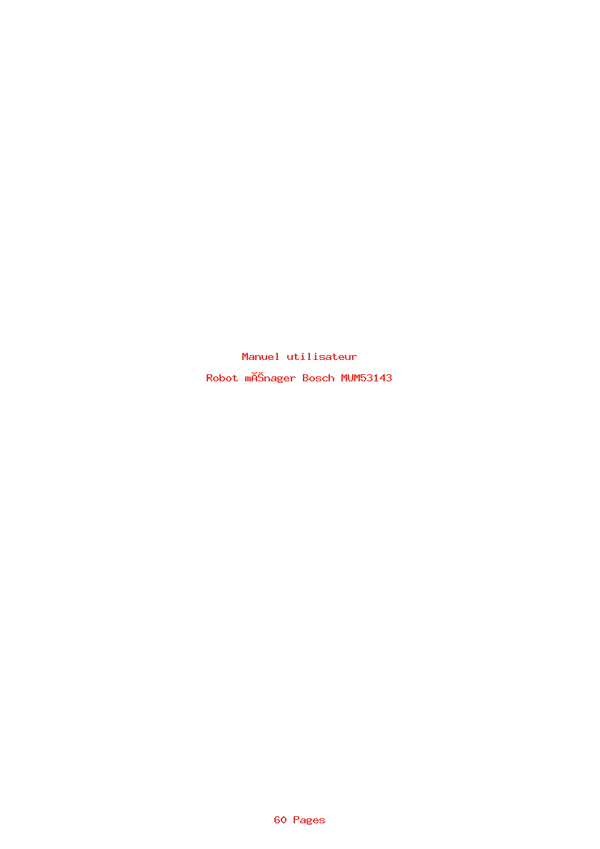 Page 1 de la notice Manuel utilisateur Bosch MUM53143