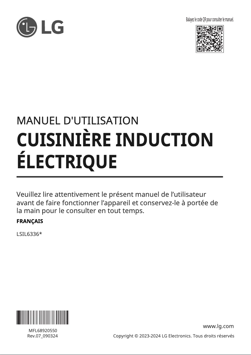 Page 1 de la notice Manuel utilisateur LG LSIL6336F