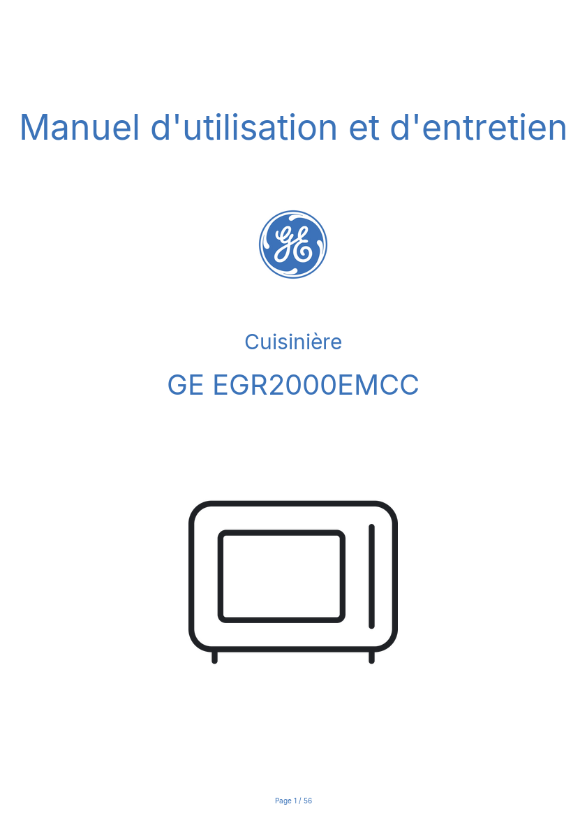 Page 1 de la notice Manuel d'utilisation et d'entretien GE EGR2000EMCC