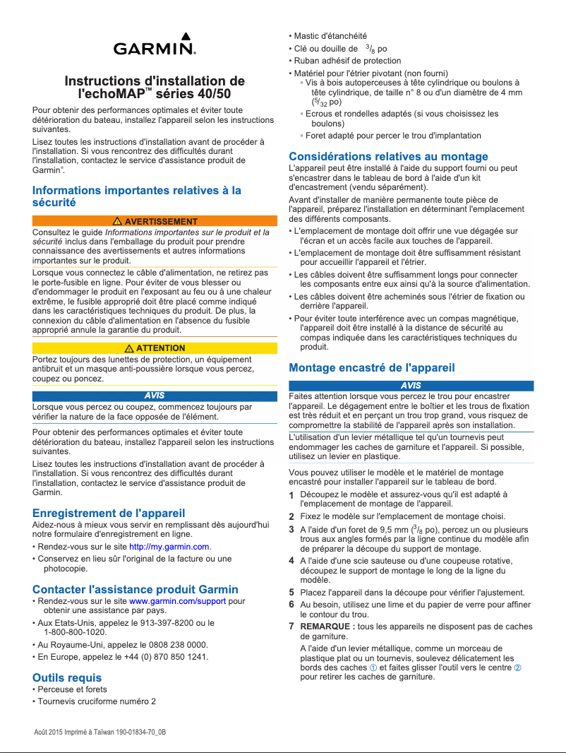 Página 1 del manual Guía de instalación Garmin EchoMAP 45dv