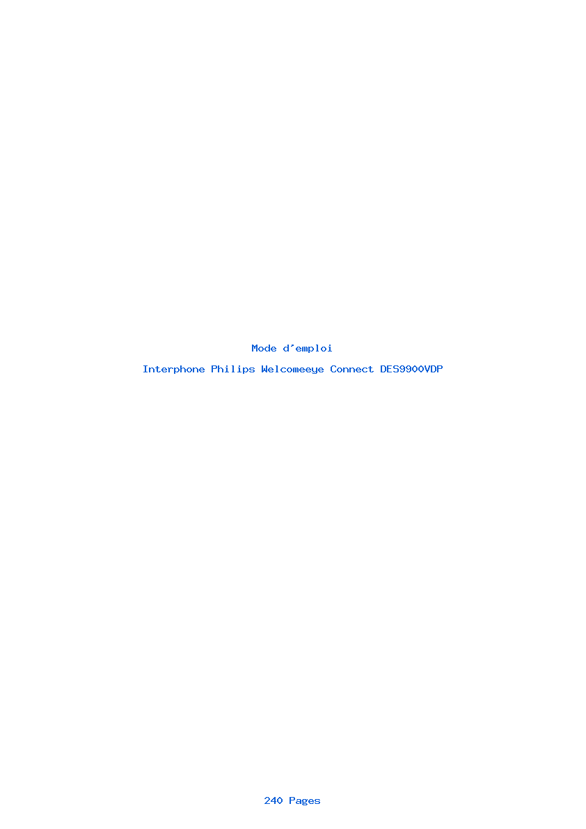 Page 1 de la notice Mode d'emploi Philips Welcomeeye Connect DES9900VDP