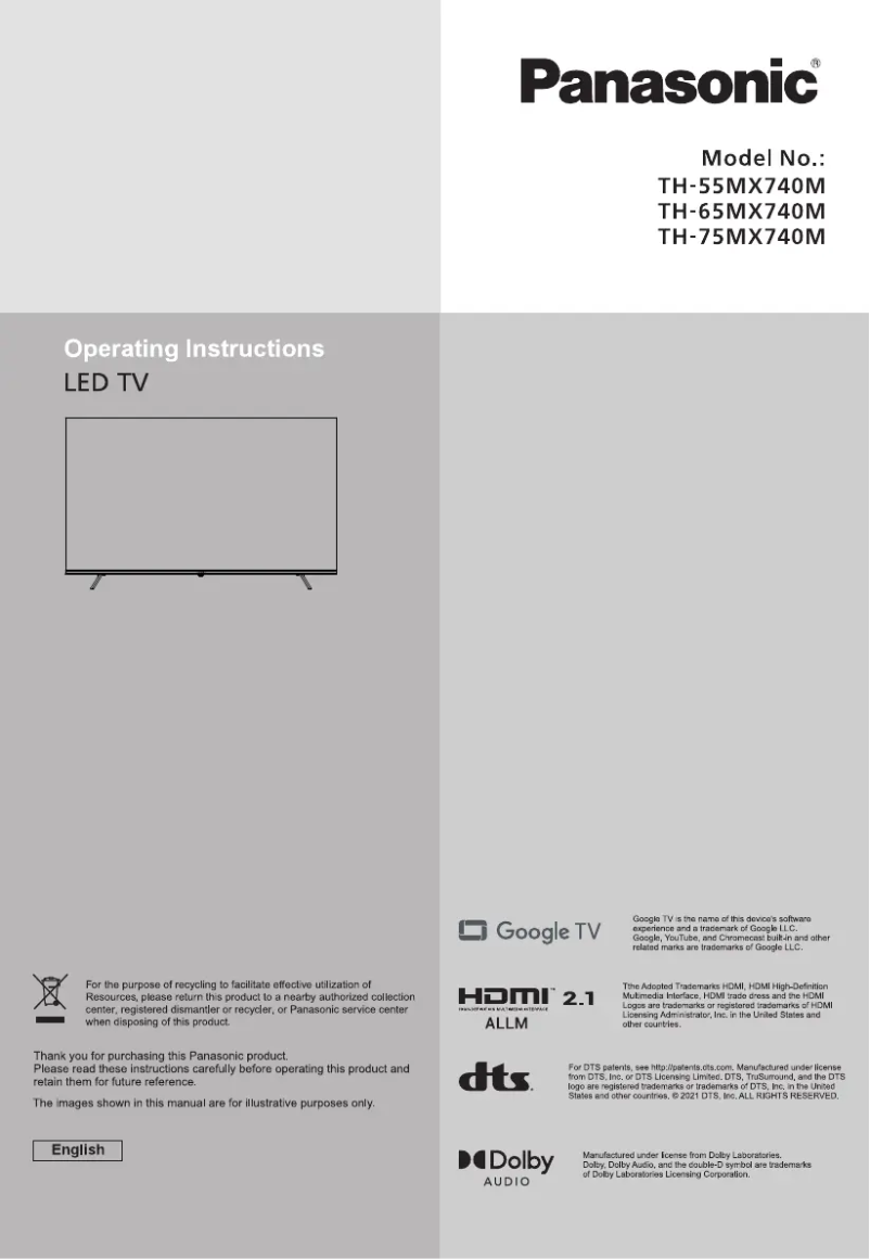 Page 1 of the manual User Manual Panasonic TH-75MX740M