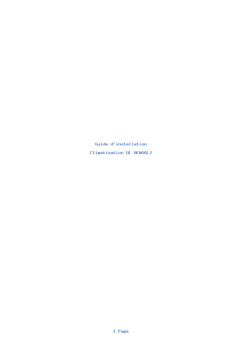 Page 1 de la notice Guide d'installation GE AEW06LJ