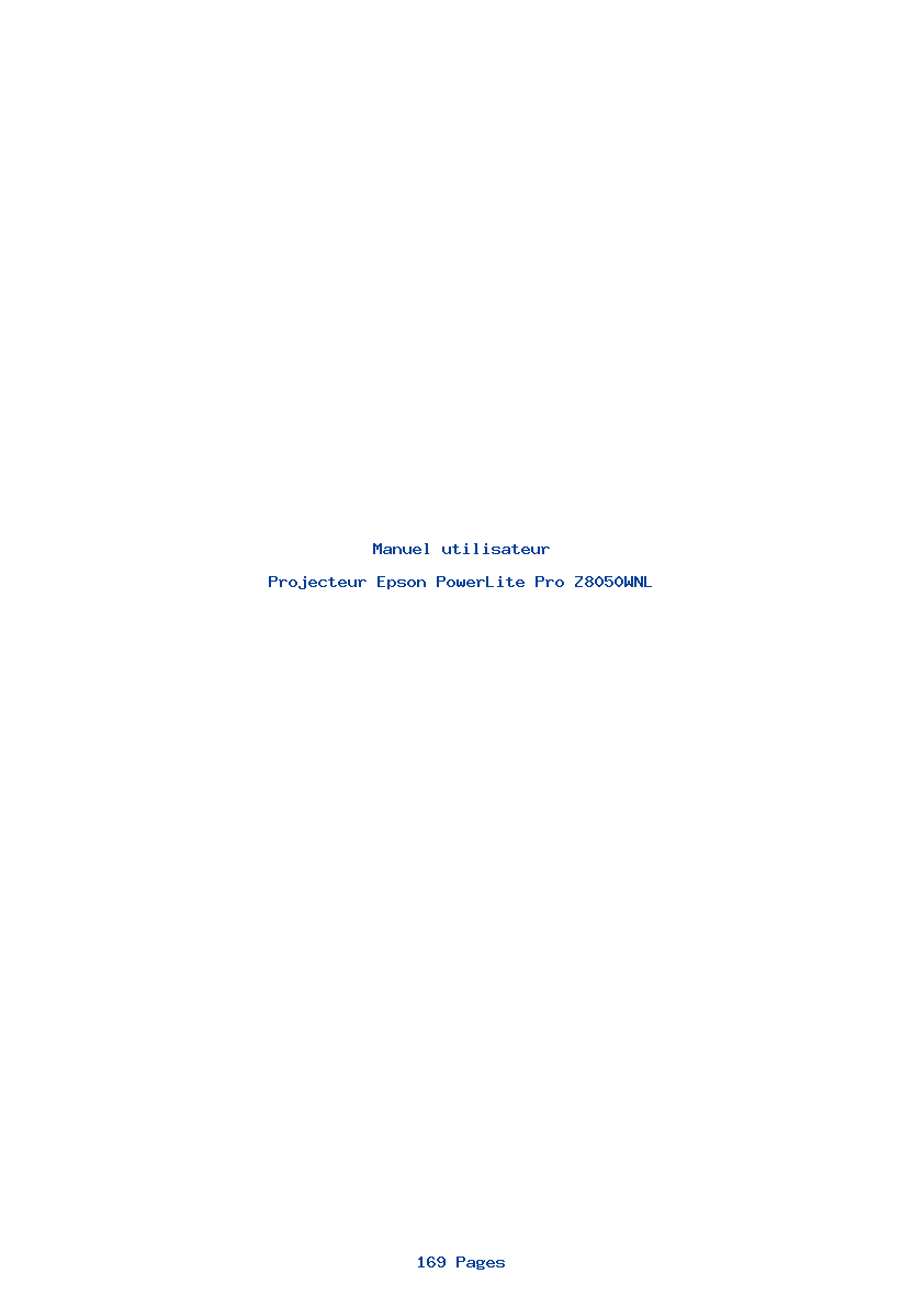 Page 1 de la notice Manuel utilisateur Epson PowerLite Pro Z8050WNL