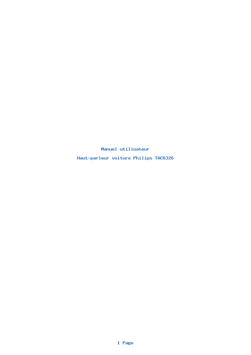 Page 1 de la notice Manuel utilisateur Philips TAC6326