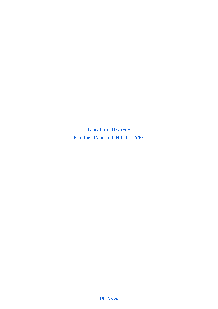 Page 1 de la notice Manuel utilisateur Philips AZP6