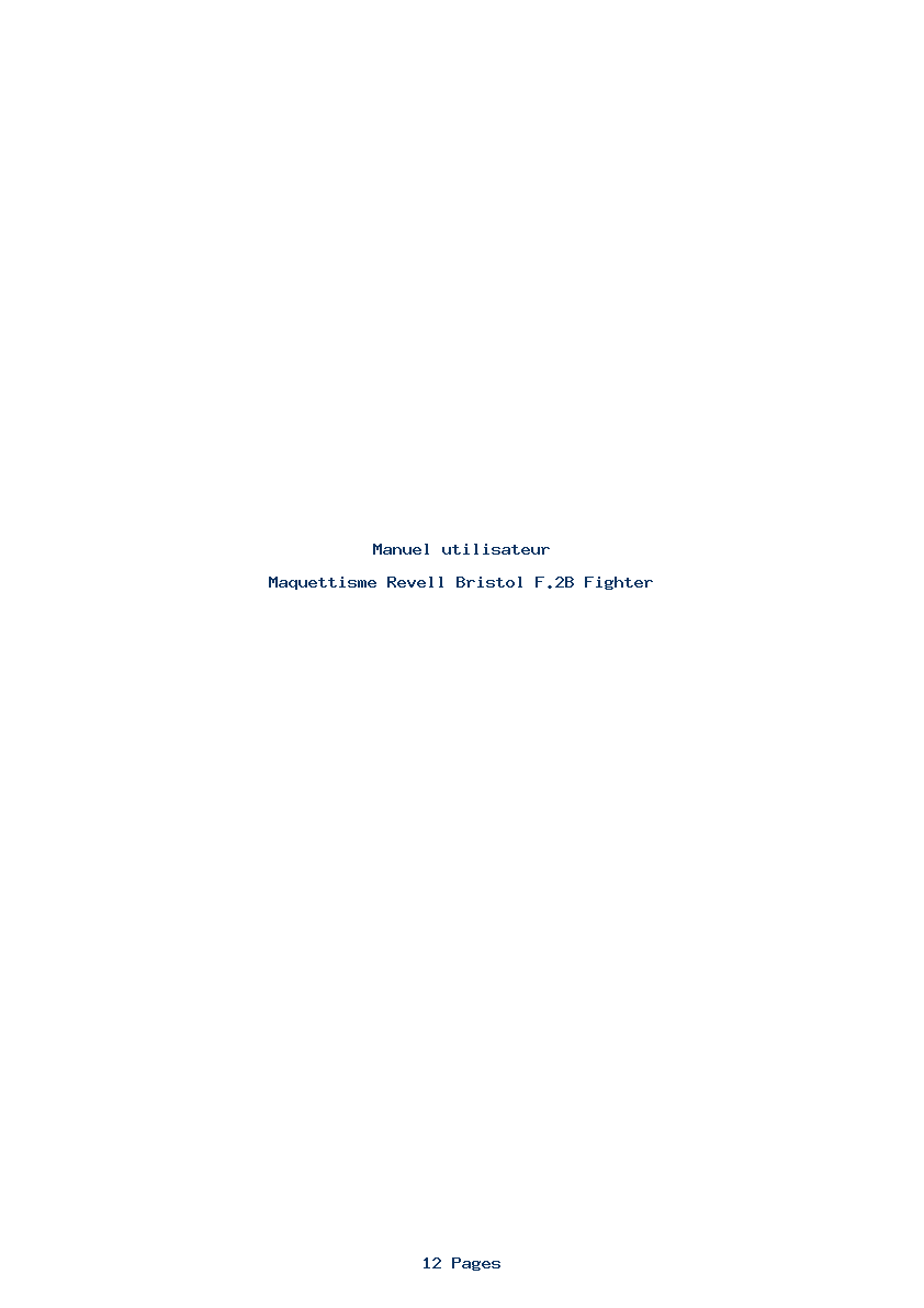 Page 1 de la notice Manuel utilisateur Revell Bristol F.2B Fighter