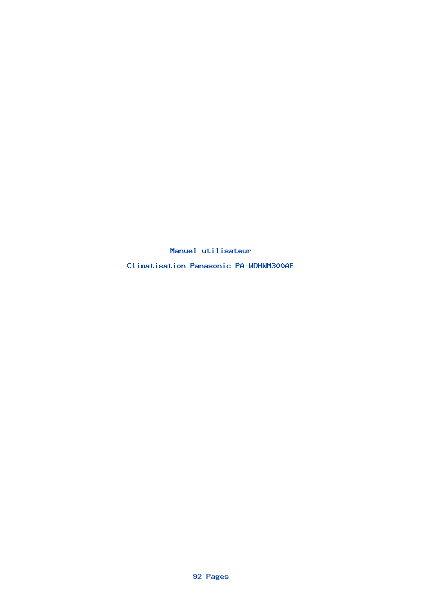 Page 1 de la notice Manuel utilisateur Panasonic PA-WDHWM300AE