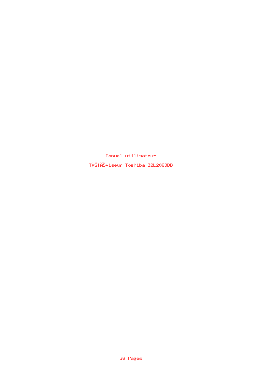 Page 1 de la notice Manuel utilisateur Toshiba 32L2063DB