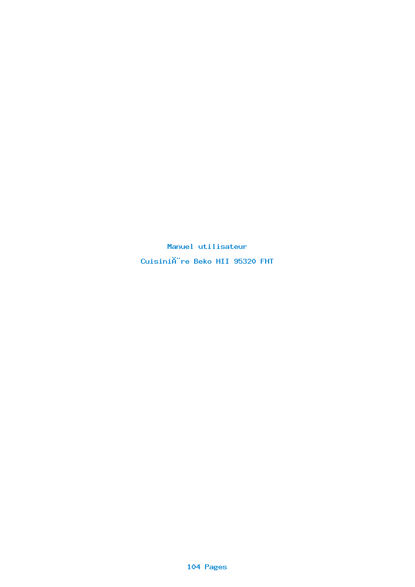 Page 1 de la notice Manuel utilisateur Beko HII 95320 FHT