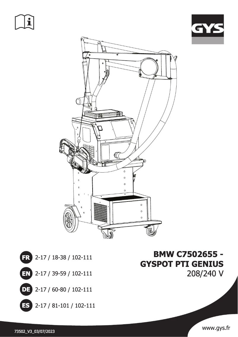 Page 1 de la notice Manuel utilisateur GYS BMW C7502655