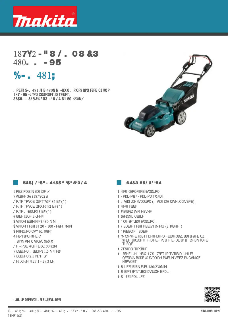 Page 1 de la notice Fiche technique Makita DLM481Z