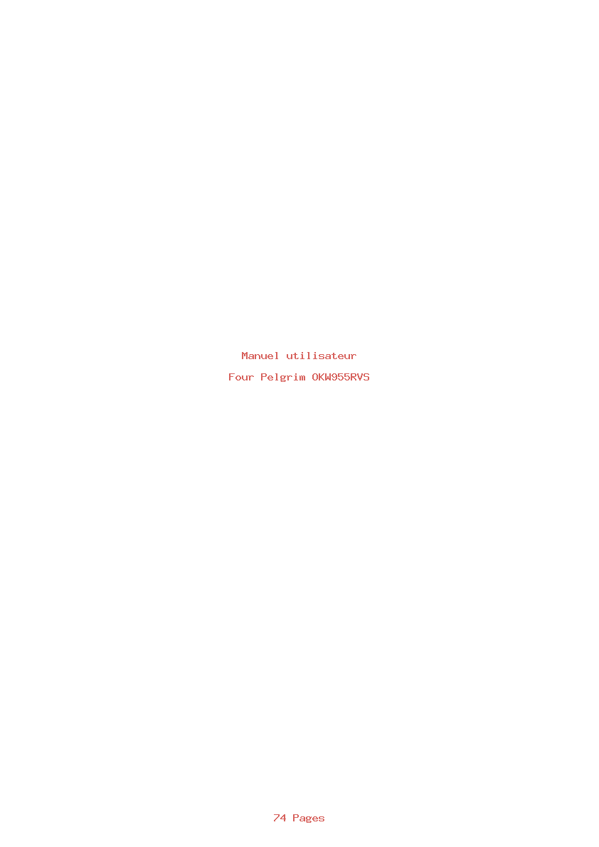 Page 1 de la notice Manuel utilisateur Pelgrim OKW955RVS