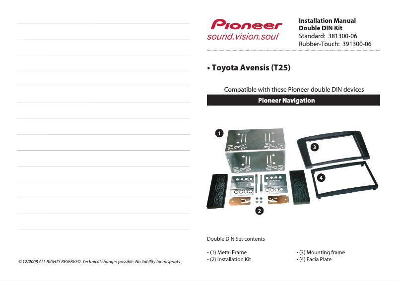 Page 1 de la notice Manuel utilisateur Pioneer 381300-06