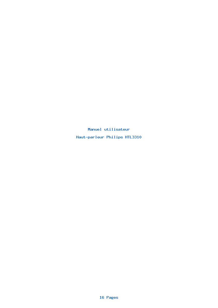 Page 1 de la notice Manuel utilisateur Philips HTL3310