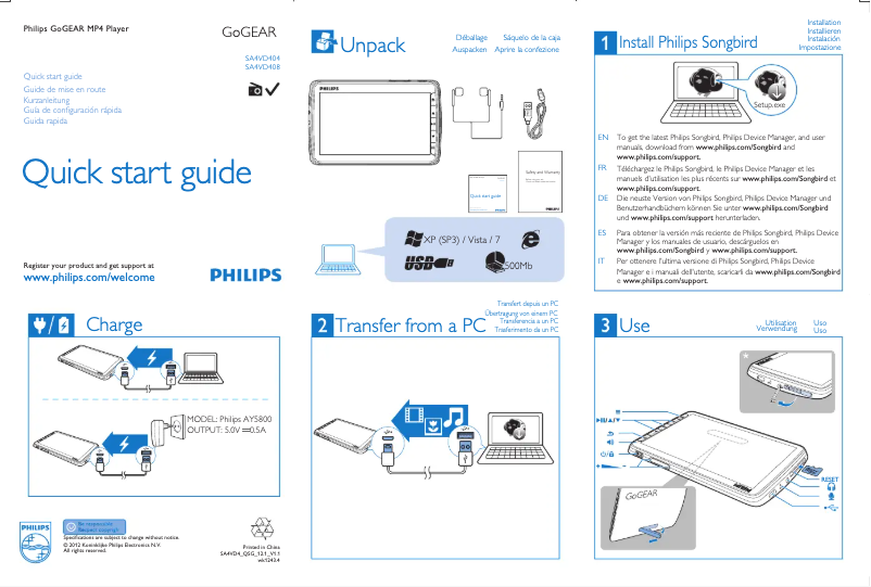 Page 1 of the manual User Manual Philips GoGear SA4VD4